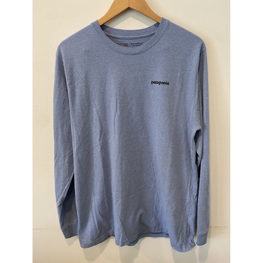 Patagonia Responsibili-Tee Long Sleeve Shirt Men's Large Blue Pullover‎ Graphic